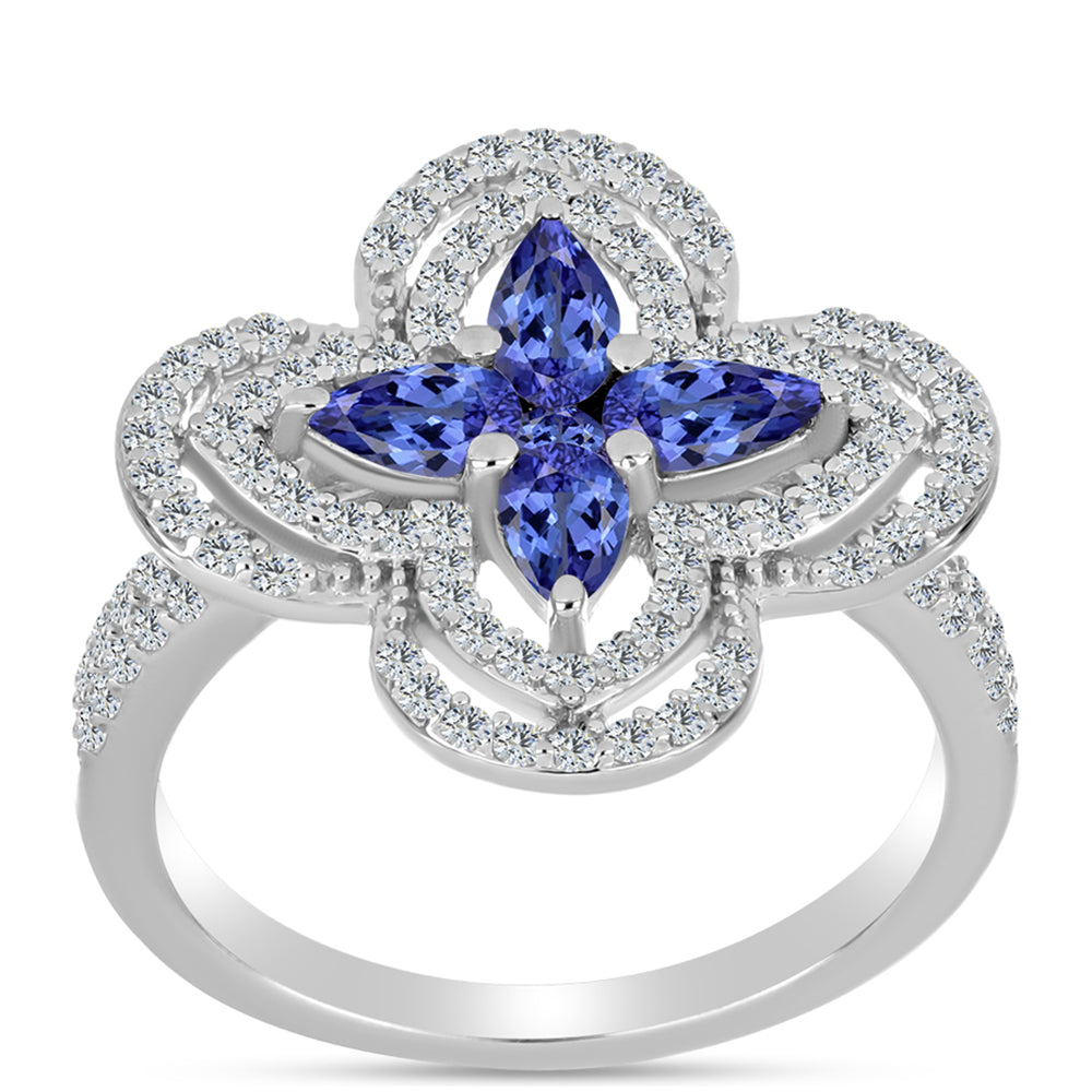 Anel de Prata com Tanzanite AAA  Contraste: Cabeca de Veado (800)