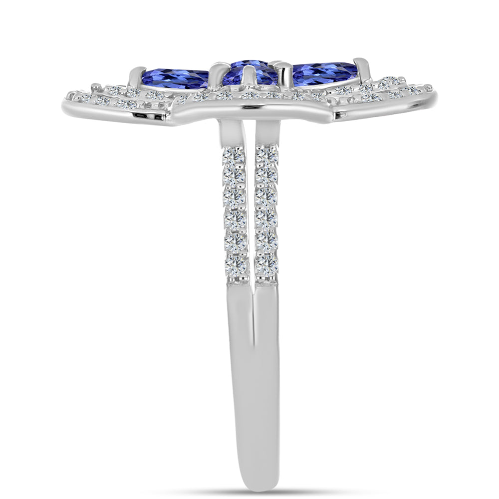Anel de Prata com Tanzanite AAA  Contraste: Cabeca de Veado (800)
