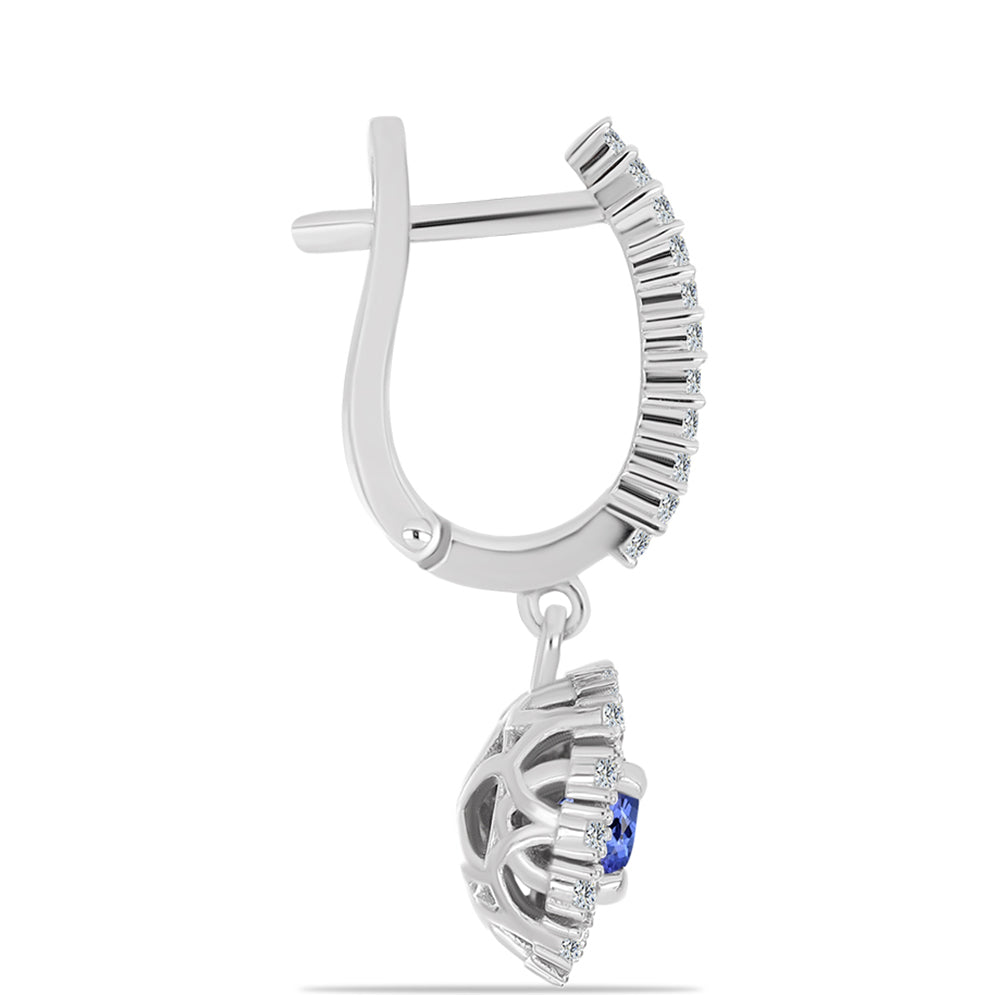Brincos de Prata com Tanzanite AAA e Topázio Branco 2 