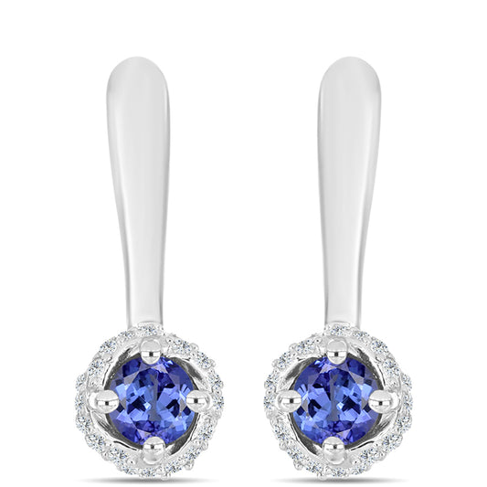 Brincos de Prata com Tanzanite AAA e Topázio Branco