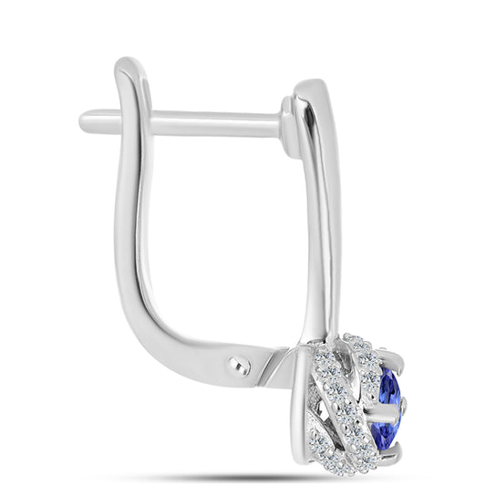 Brincos de Prata com Tanzanite AAA e Topázio Branco