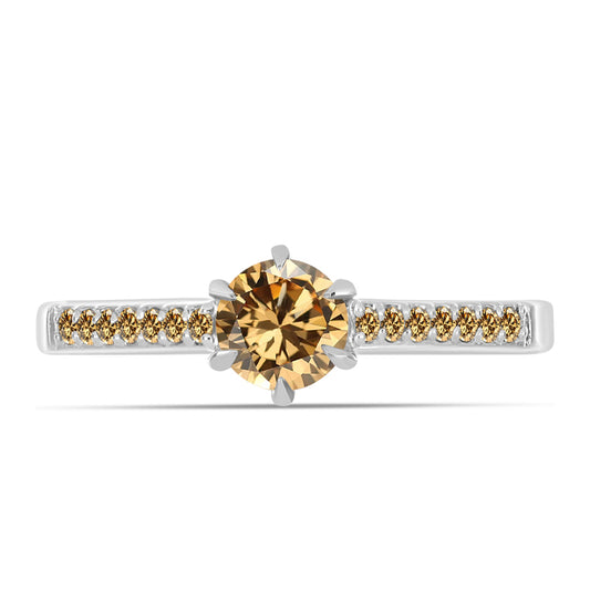 Anel de Prata com Moissanite Champagne
