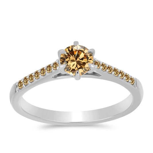 Anel de Prata com Moissanite Champagne
