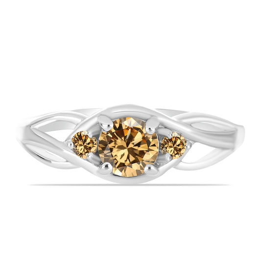 Anel de Prata com Moissanite Champagne
