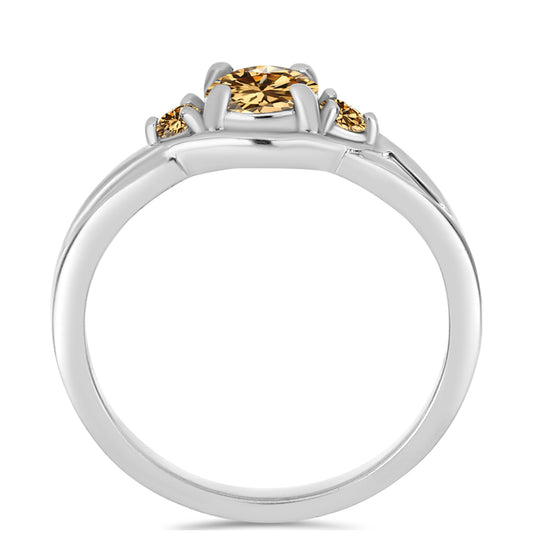 Anel de Prata com Moissanite Champagne