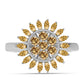 Anel de Prata com Moissanite Champagne  Contraste: Cabeca de Veado (800)