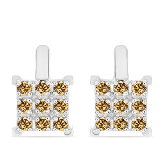 Brincos de Prata com Moissanite Champagne