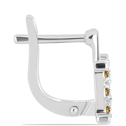 Brincos de Prata com Moissanite Champagne