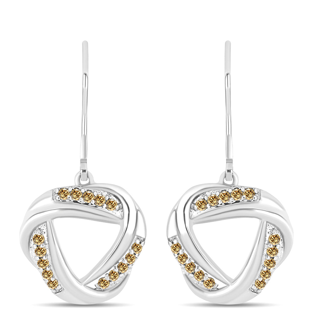 Brincos de Prata com Moissanite Champagne