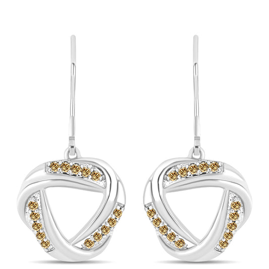 Brincos de Prata com Moissanite Champagne