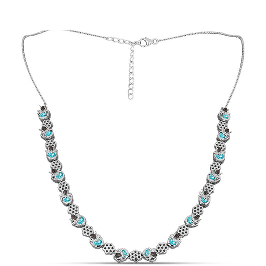 Colar de Prata com Quartzo de Paraíba  Contraste: Cabeca de Veado (800)