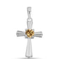 Cruz Pendente de Prata com Moissanite Champagne