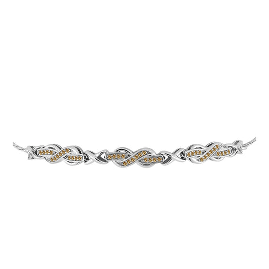 Pulseira de Prata com Moissanite Champagne  Contraste: Cabeca de Veado (800)
