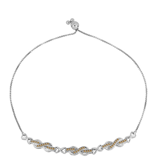 Pulseira de Prata com Moissanite Champagne  Contraste: Cabeca de Veado (800)