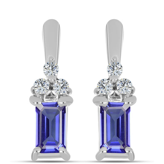 Brincos de Prata com Tanzanite AAA e Topázio Branco