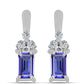 Brincos de Prata com Tanzanite AAA e Topázio Branco