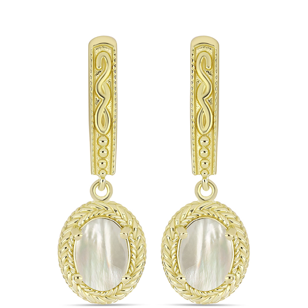 Brincos de Prata com Banho de Ouro com Mãe de Pérola 1 