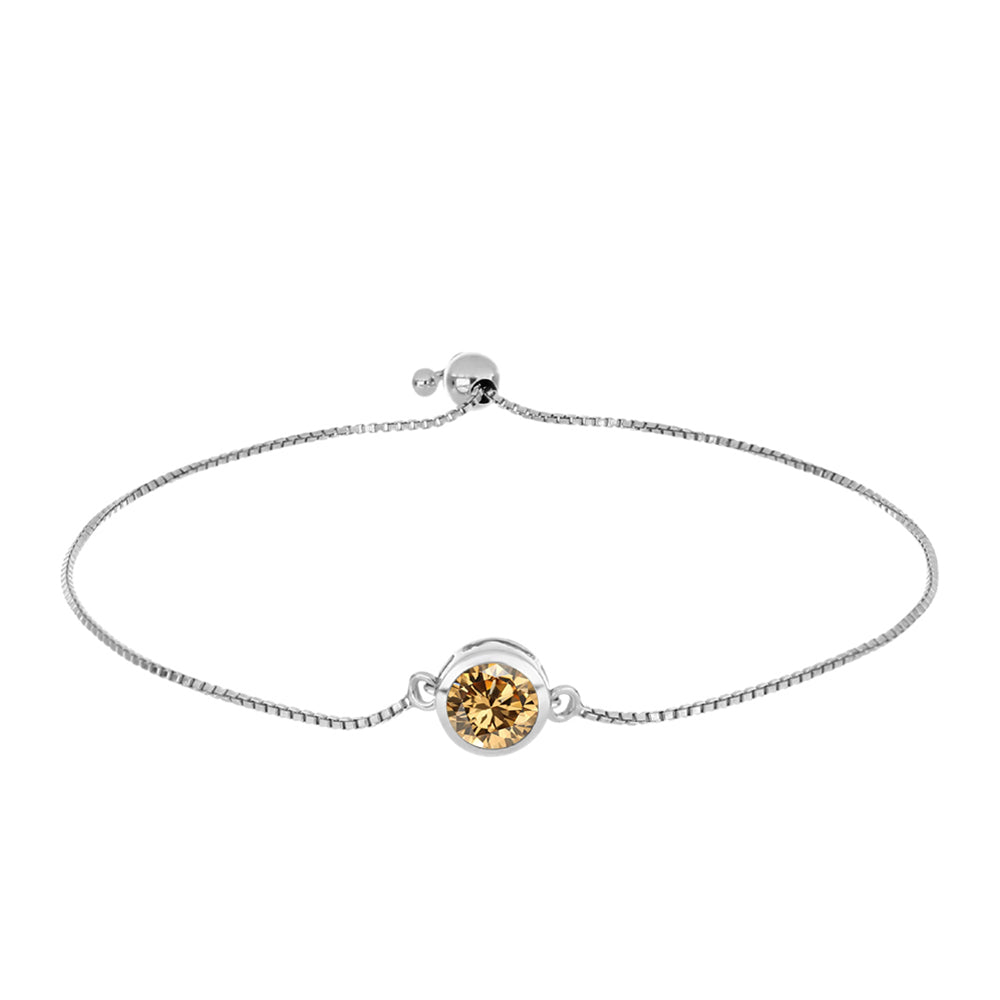 Pulseira de Prata com Moissanite Champagne 1 