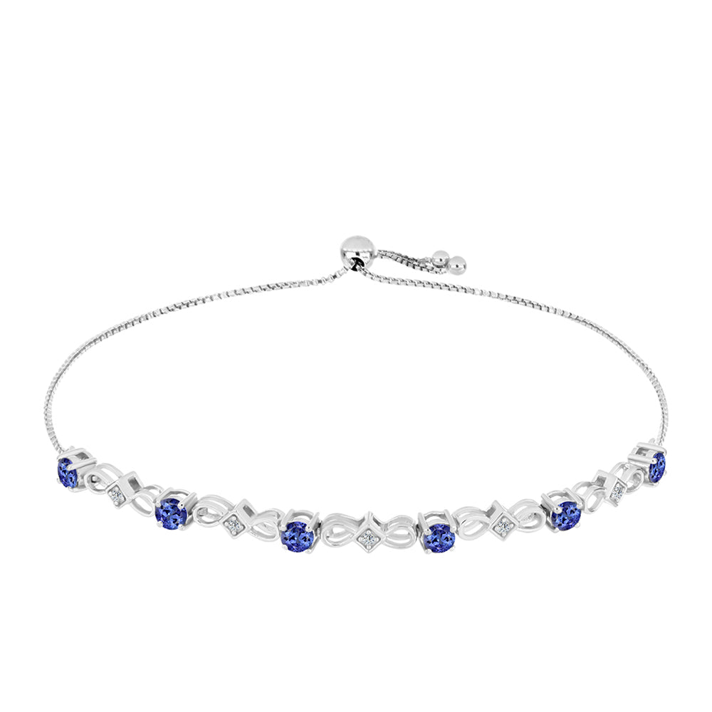 Pulseira de Prata com Tanzanite AAA e Topázio Branco  Contraste: Cabeca de Veado (800) 1 