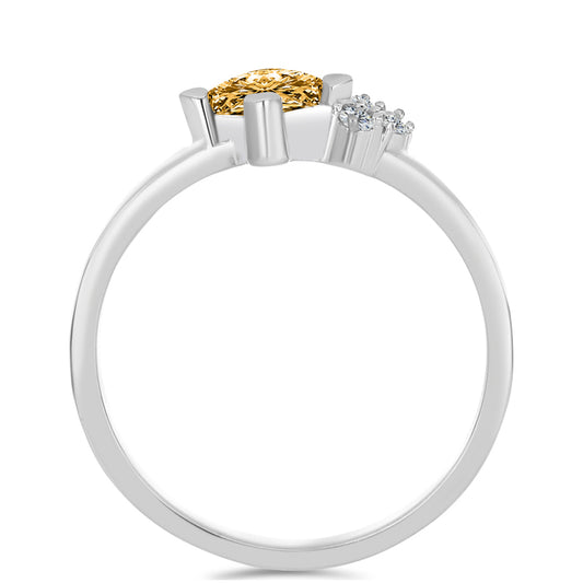 Anel de Prata com Moissanite Champagne e Topázio Branco