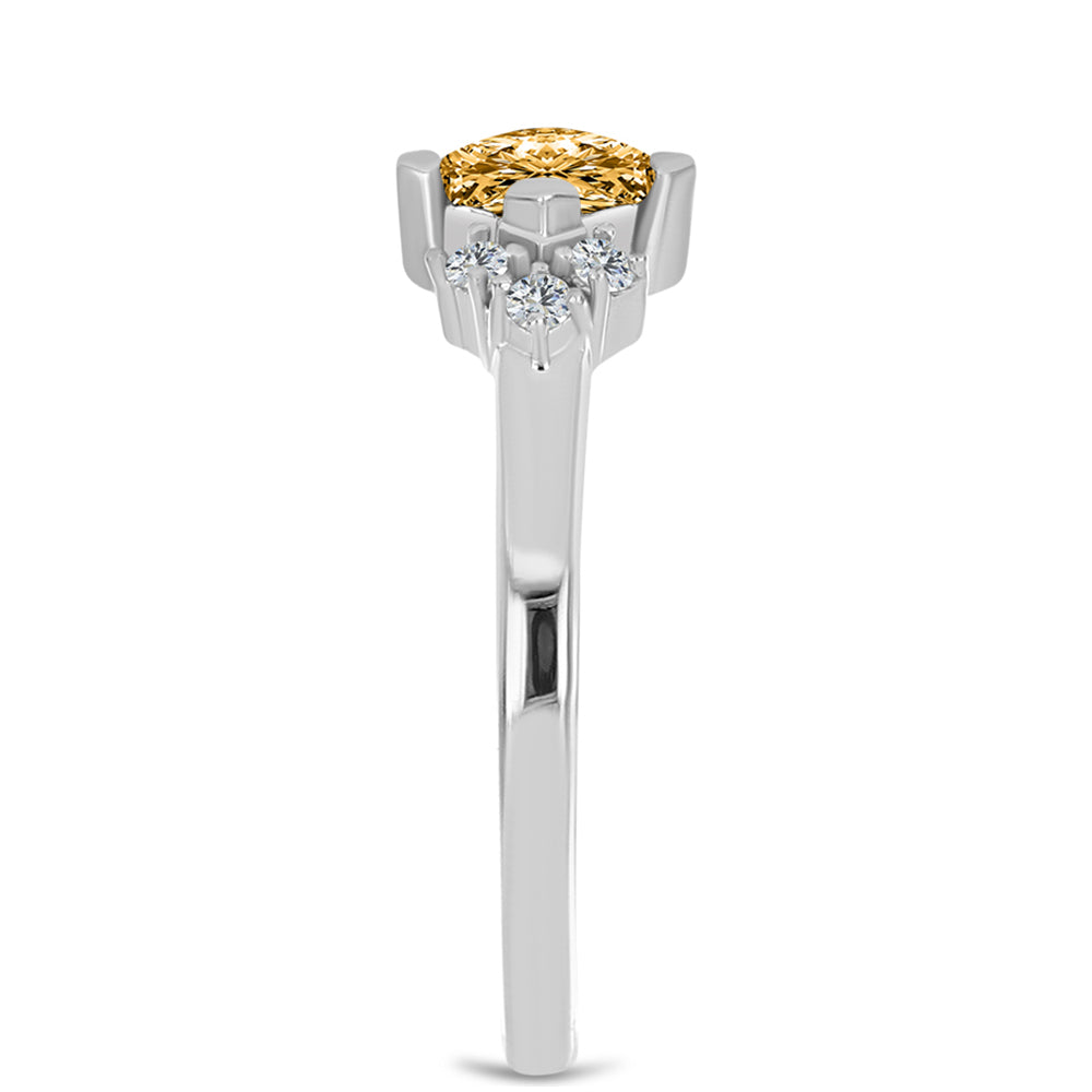 Anel de Prata com Moissanite Champagne e Topázio Branco 4 