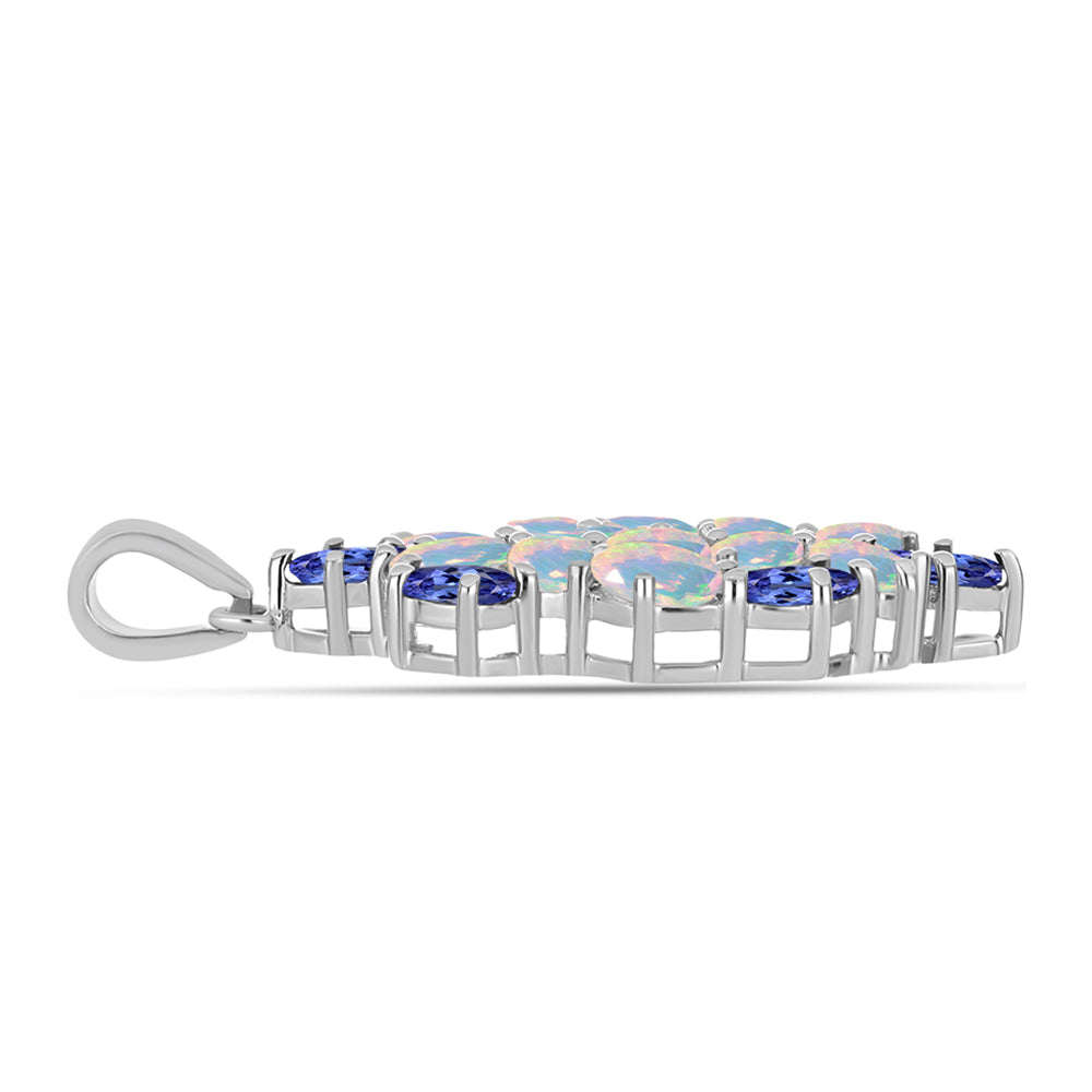 Pendente de Prata com Tanzanite AAA e Opala Branca da Etiópa