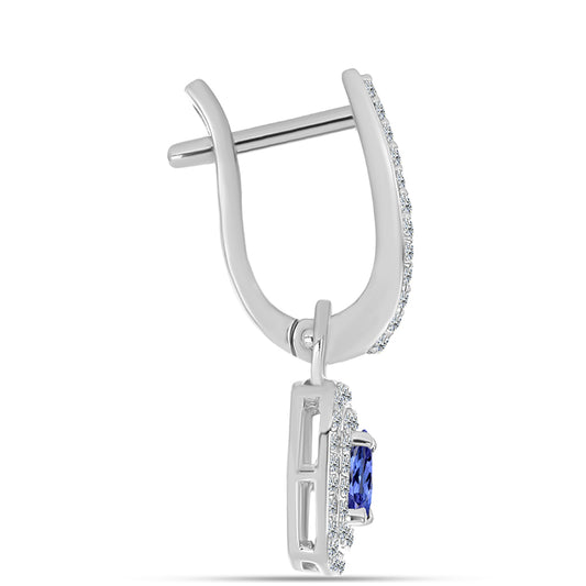 Brincos de Prata com Tanzanite AAA e Topázio Branco