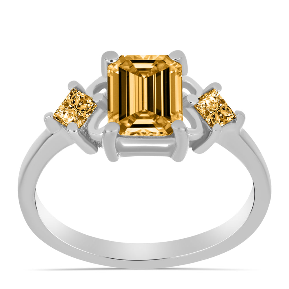Anel de Prata com Moissanite Champagne 3 
