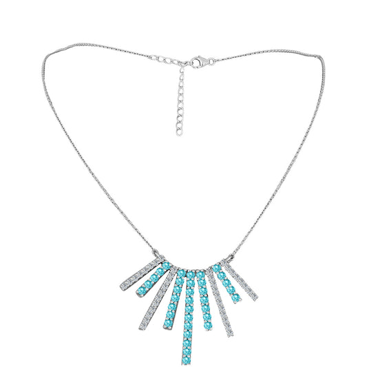 Colar de Prata com Quartzo de Paraíba e Topázio Branco  Contraste: Cabeca de Veado (800)