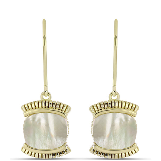 Brincos de Prata com Banho de Ouro com Mãe de Pérola