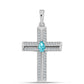 Cruz Pendente de Prata com Quartzo de Paraíba e Topázio Branco