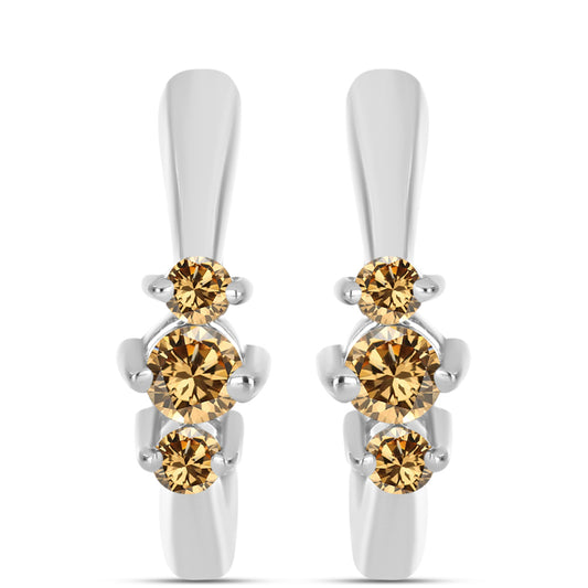 Brincos de Prata com Moissanite Champagne