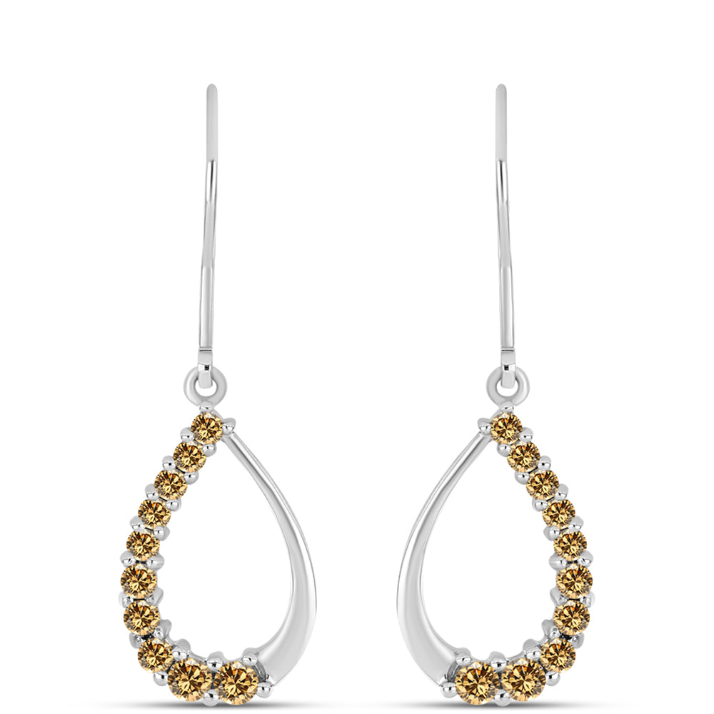 Brincos de Prata com Moissanite Champagne