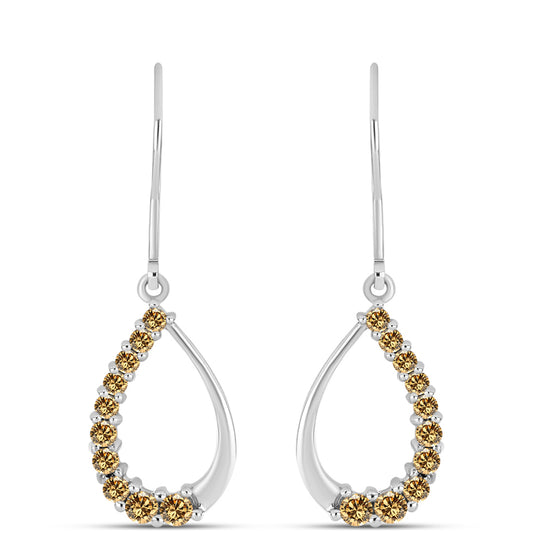 Brincos de Prata com Moissanite Champagne