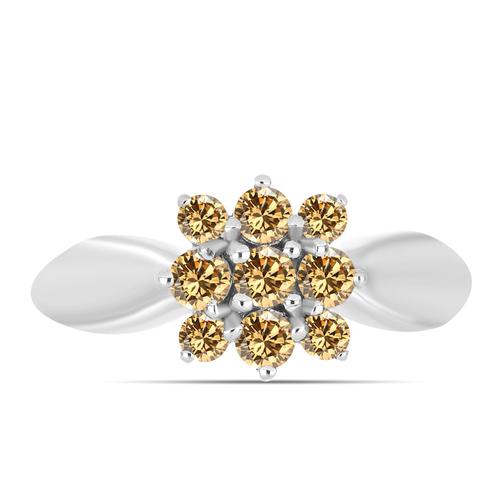 Anel de Prata com Moissanite Champagne