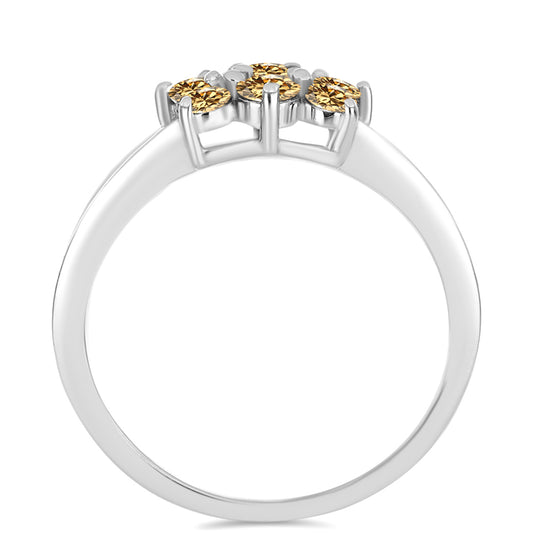 Anel de Prata com Moissanite Champagne