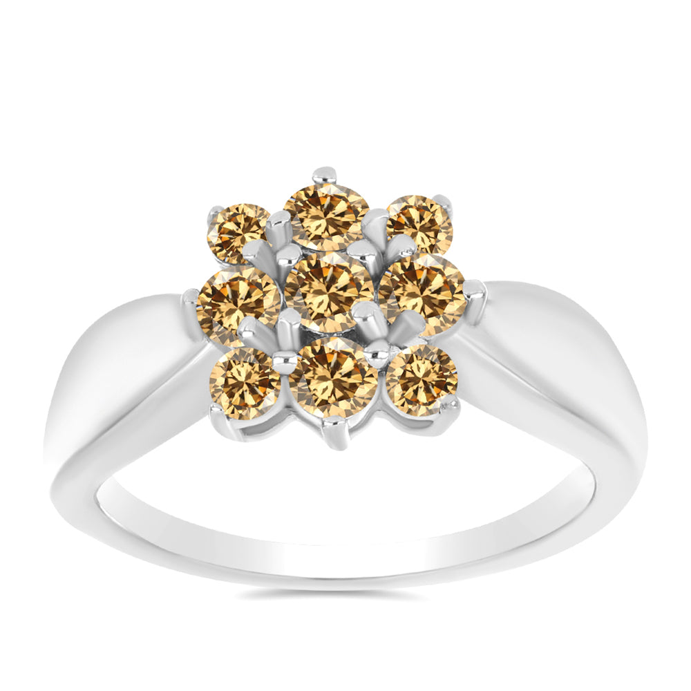 Anel de Prata com Moissanite Champagne