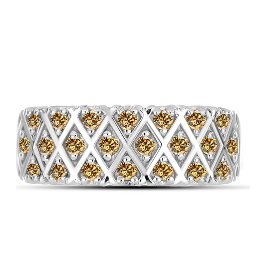 Anel de Prata com Moissanite Champagne  Contraste: Cabeca de Veado (800)