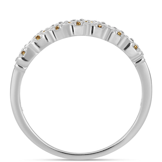 Anel de Prata com Moissanite Champagne  Contraste: Cabeca de Veado (800)