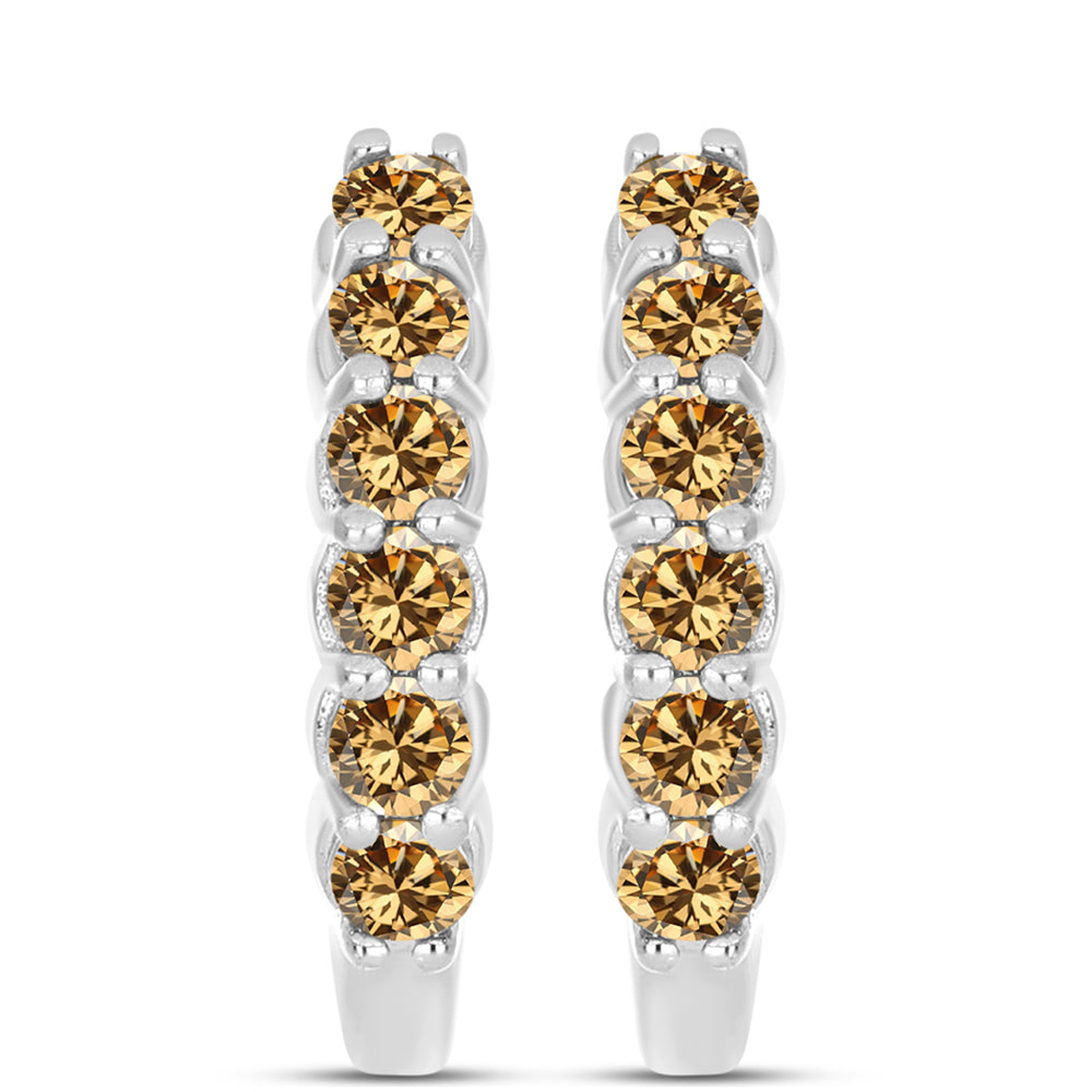 Brincos de Prata com Moissanite Champagne