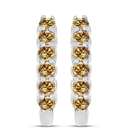 Brincos de Prata com Moissanite Champagne