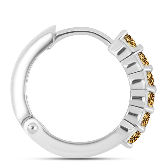 Brincos de Prata com Moissanite Champagne