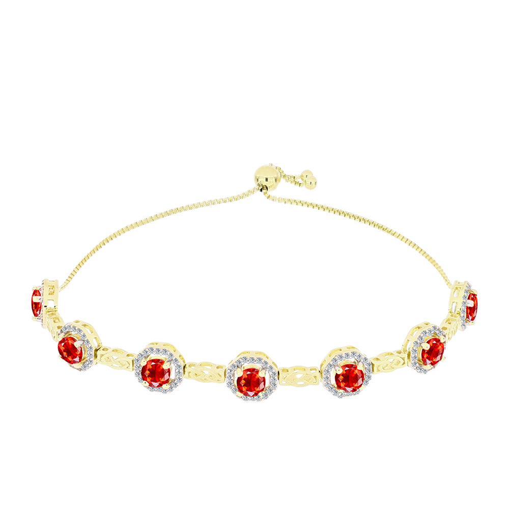Pulseira de Prata com Banho de Ouro com Opala Vermelha da Etiópia de Lega Dembi e Topázio Branco  Contraste: Cabeca de Veado (800) 1 