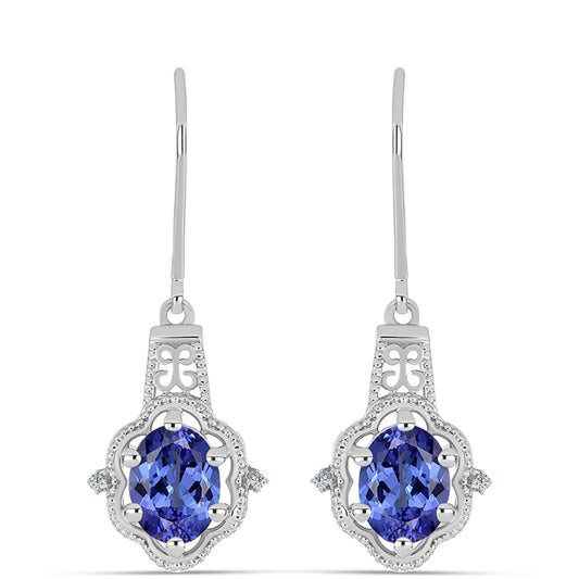 Brincos de Prata com Tanzanite AAA e Topázio Branco