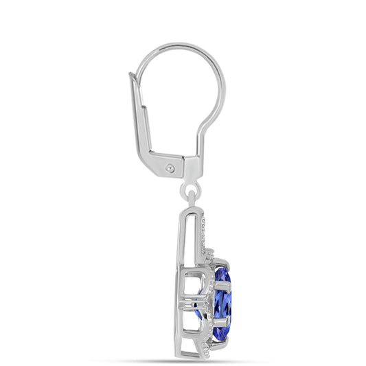 Brincos de Prata com Tanzanite AAA e Topázio Branco