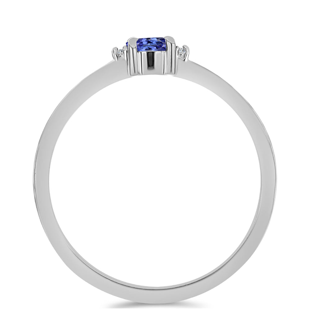 Anel de Prata com Tanzanite AAA e Topázio Branco 2 