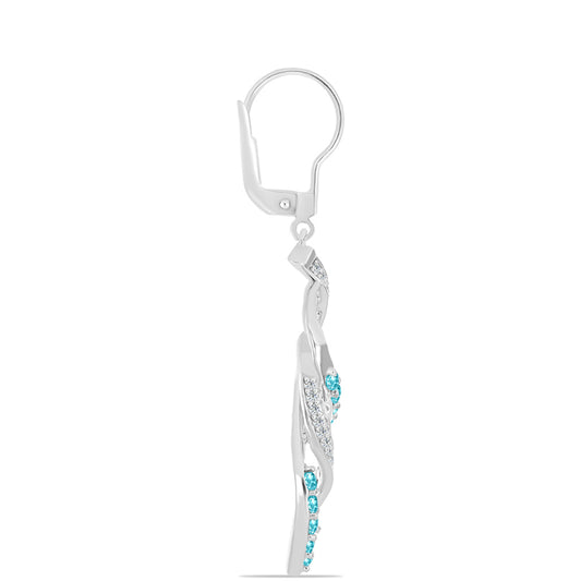 Brincos de Prata com Quartzo de Paraíba e Topázio Branco  Contraste: Cabeca de Veado (800)