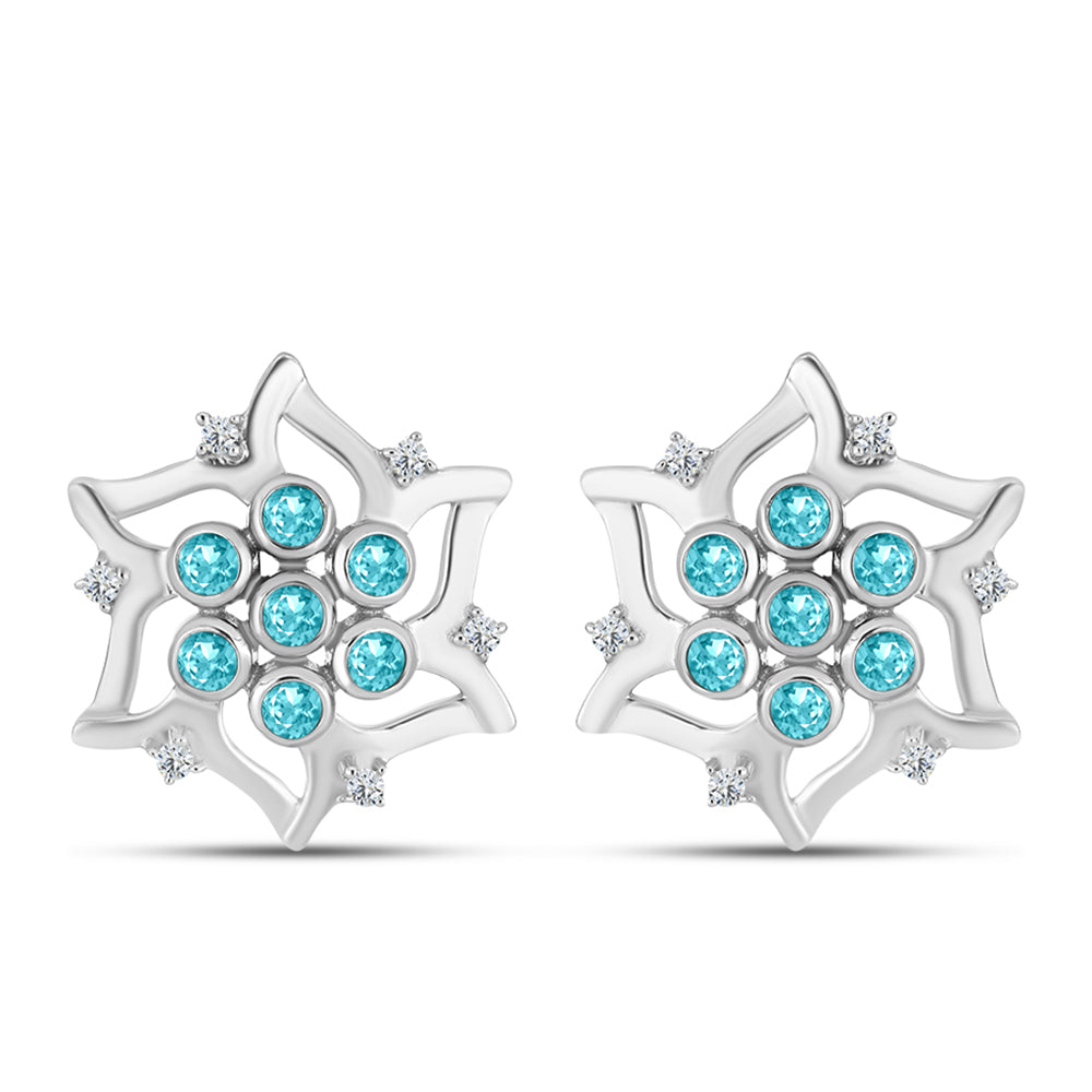 Brincos de Prata com Quartzo de Paraíba e Topázio Branco 1 