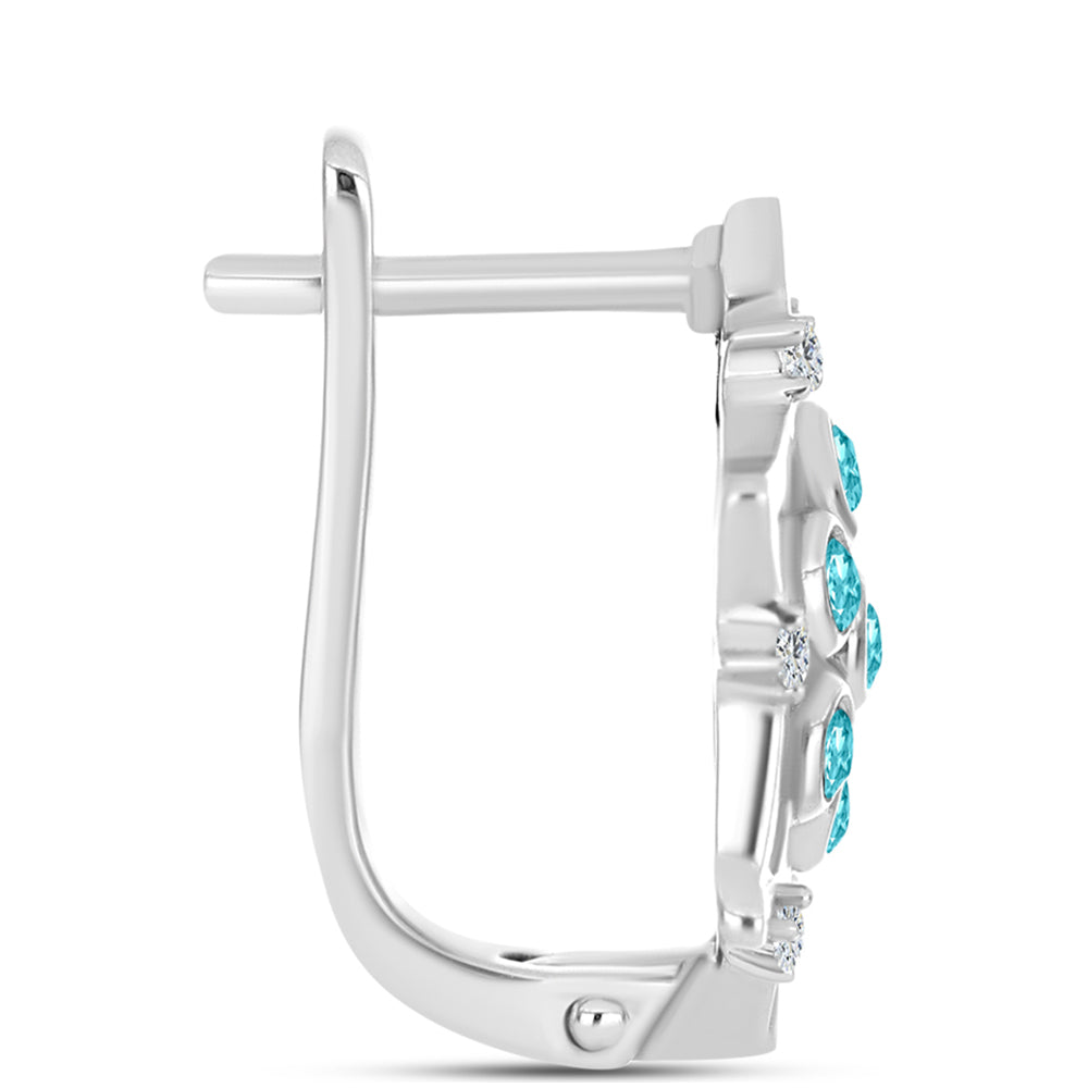 Brincos de Prata com Quartzo de Paraíba e Topázio Branco 2 