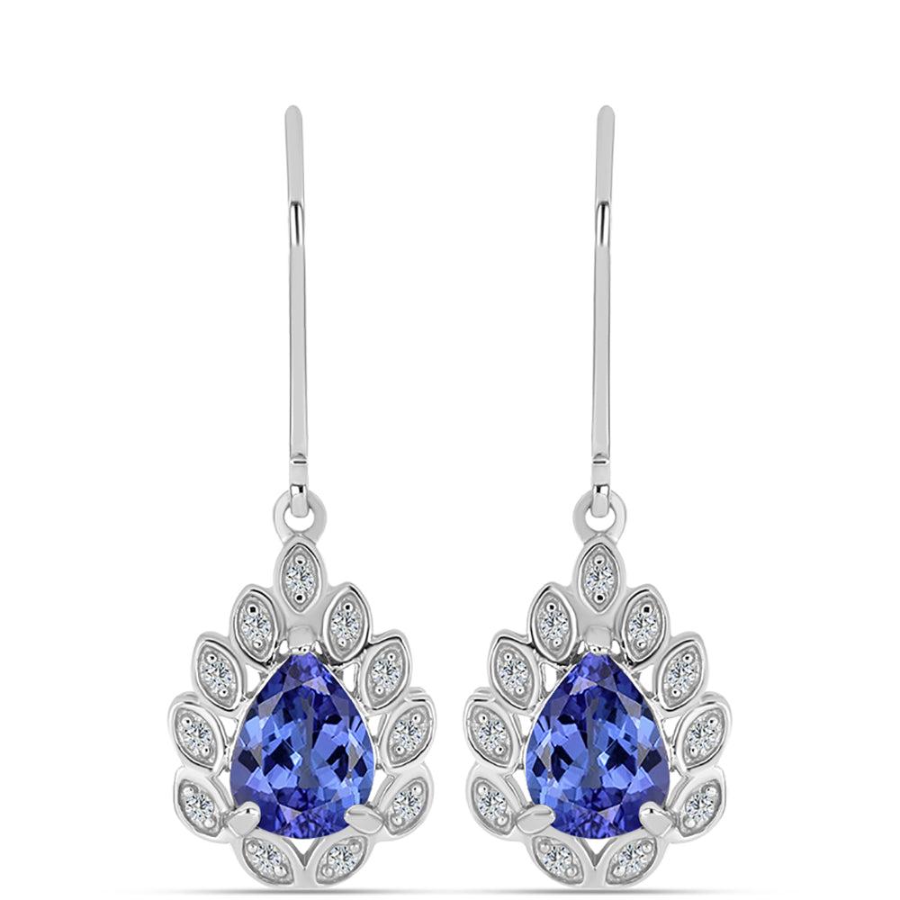 Brincos de Prata com Tanzanite AAA e Topázio Branco